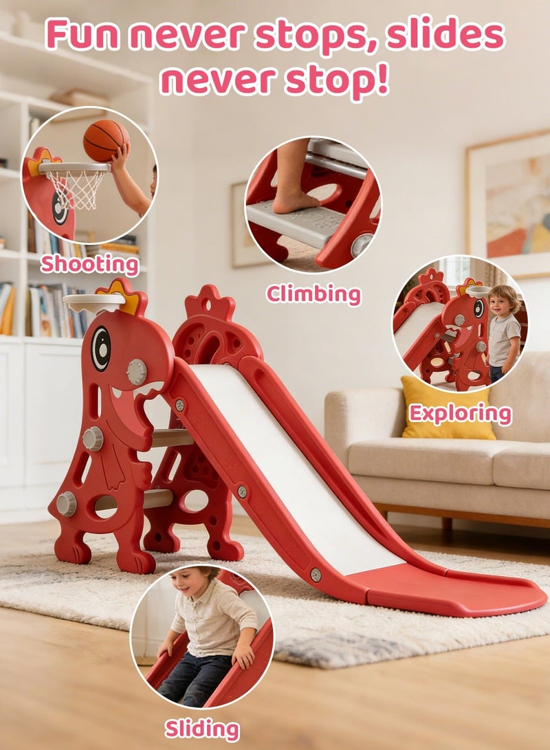MaBaby Children's Freestanding Slide Indoor Household Small Kids Slide for Toddlers Folding Indoor Freestanding Slide Easy Assemble Children Climber Playset Toy Climber Freestanding Toddler Slide Basketball - Image 4